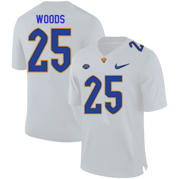 Men #25 A.J. Woods Pitt Panthers College Football Jerseys Sale-White